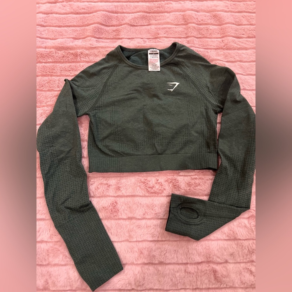 Gymshark Dark Green Long Sleeve Crop Top